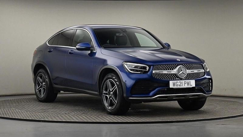Brilliant blue Used 2021 Mercedes GLC300e AMG line Coupe | £30,650 (Super price) - Image 1/4