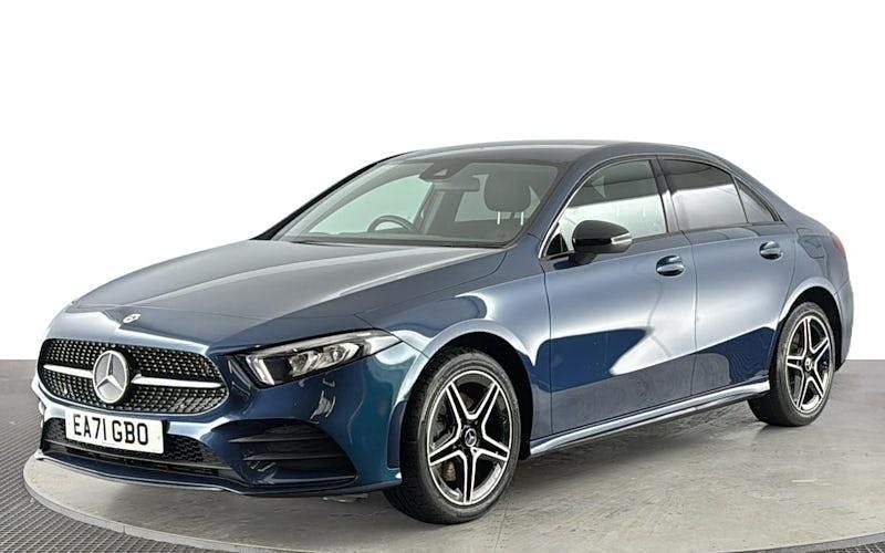 Used Mercedes A250 AMG line 218 HP (160 kW) 2021 Blue Sedan