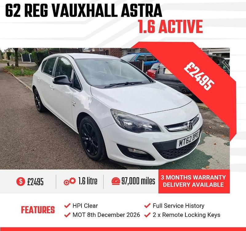White Used 2012 Vauxhall Astra Active Hatchback | £2,495 (Fair price) - Image 1/4