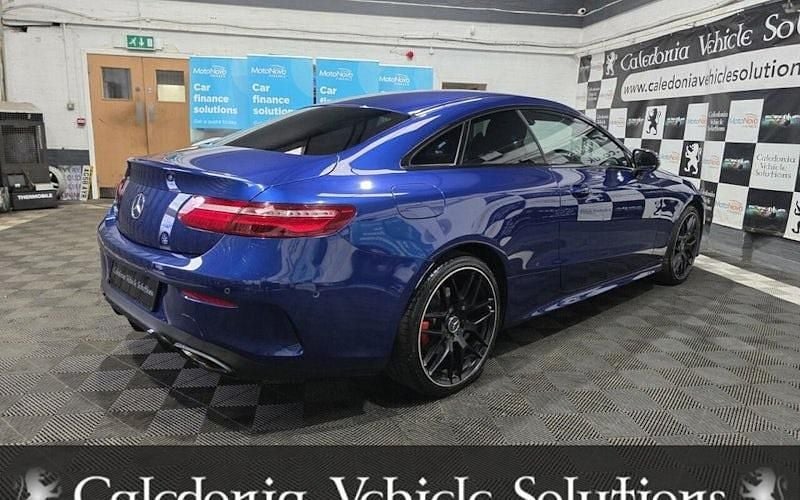 Used Mercedes E350 AMG line 313 HP (230 kW) 2019 Blue Coupe