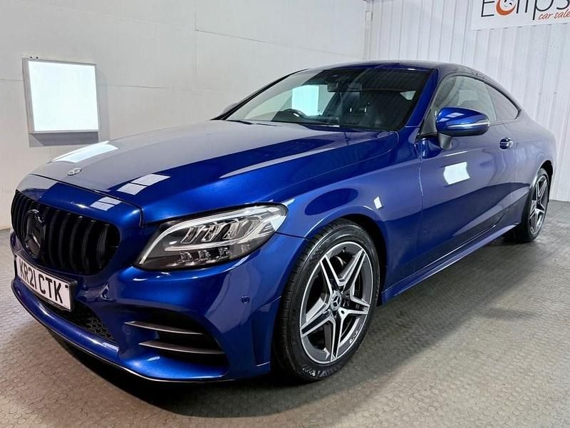 Used Mercedes C220 AMG line 194 HP (142 kW) 2021 Blue Coupe