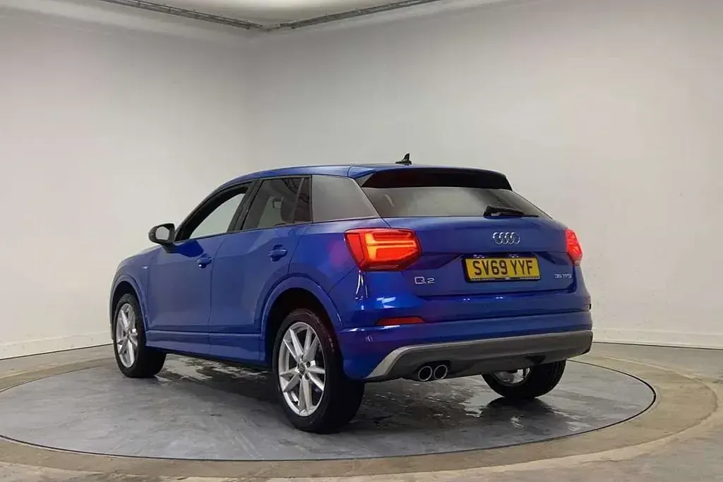 Used Audi Q2 S-Line 150 HP (110 kW) 2019 Ara blue, crystal effect SUV