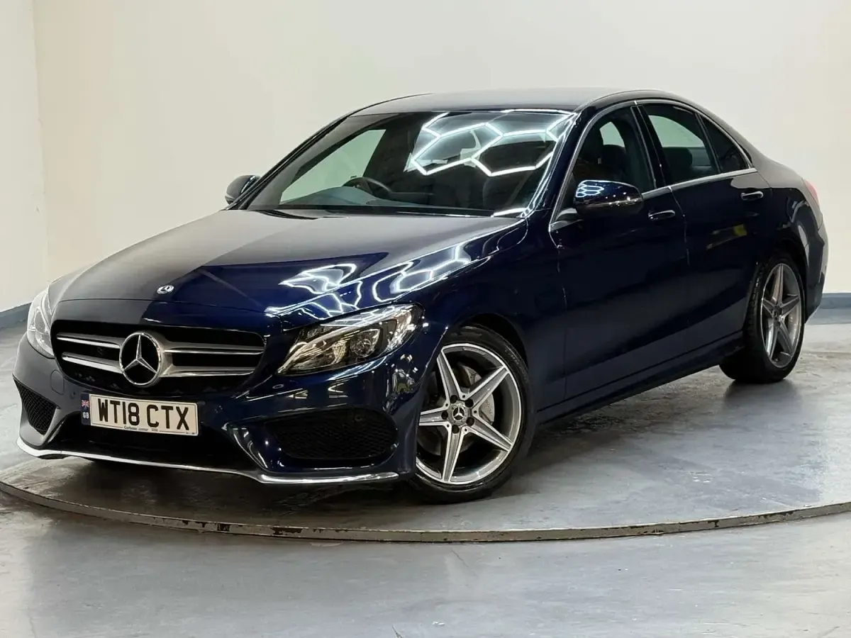 Used Mercedes C220 AMG line 170 HP (125 kW) 2018 Blue Sedan