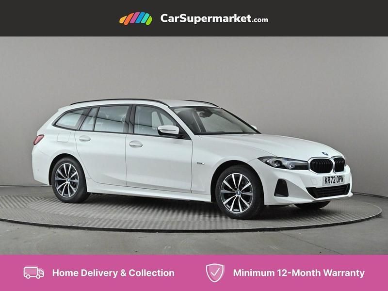 White Used 2022 BMW 330e Sport Line Estate | £23,997 (Fair price) - Image 1/4