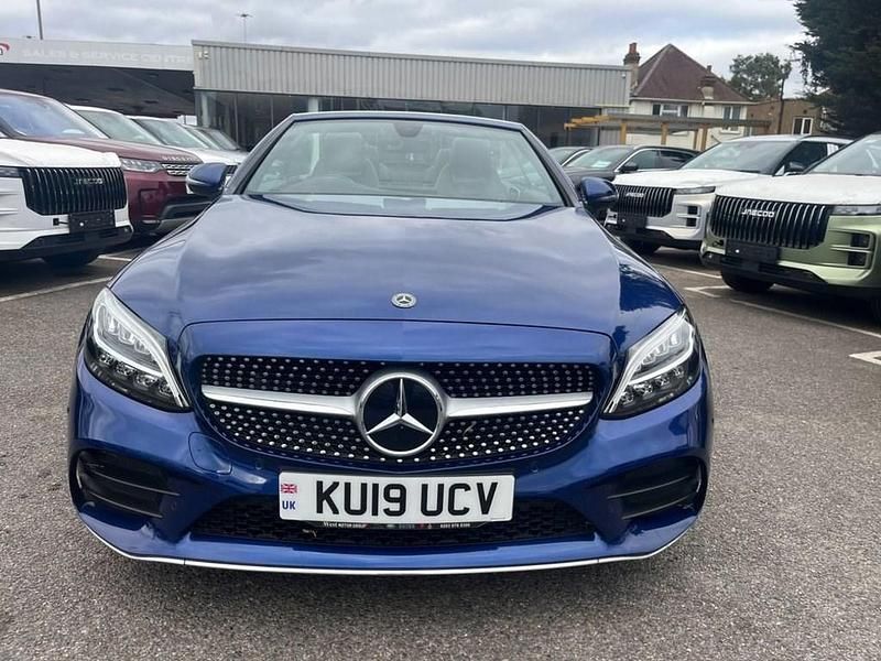 Used Mercedes C220 AMG line 194 HP (142 kW) 2019 Blue Cabriolet