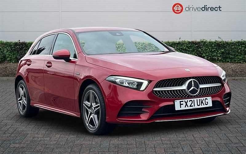 Metallic volcano red Used 2021 Mercedes A250 AMG line Hatchback | £15,298 (Fair price) - Image 1/4