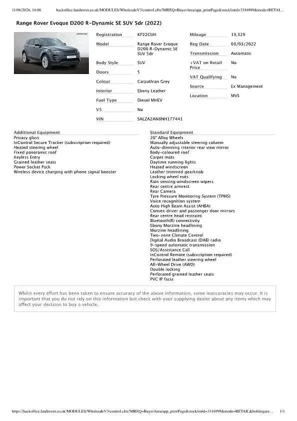 Used Land Rover Range Rover evoque SE Dynamic 204 HP (150 kW) 2022 Grey SUV