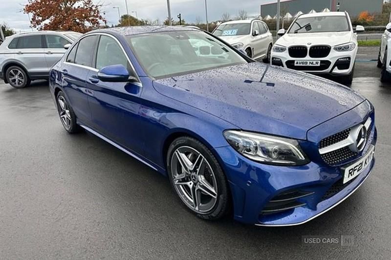 Used Mercedes C220 AMG line 194 HP (142 kW) 2021 Blue Sedan
