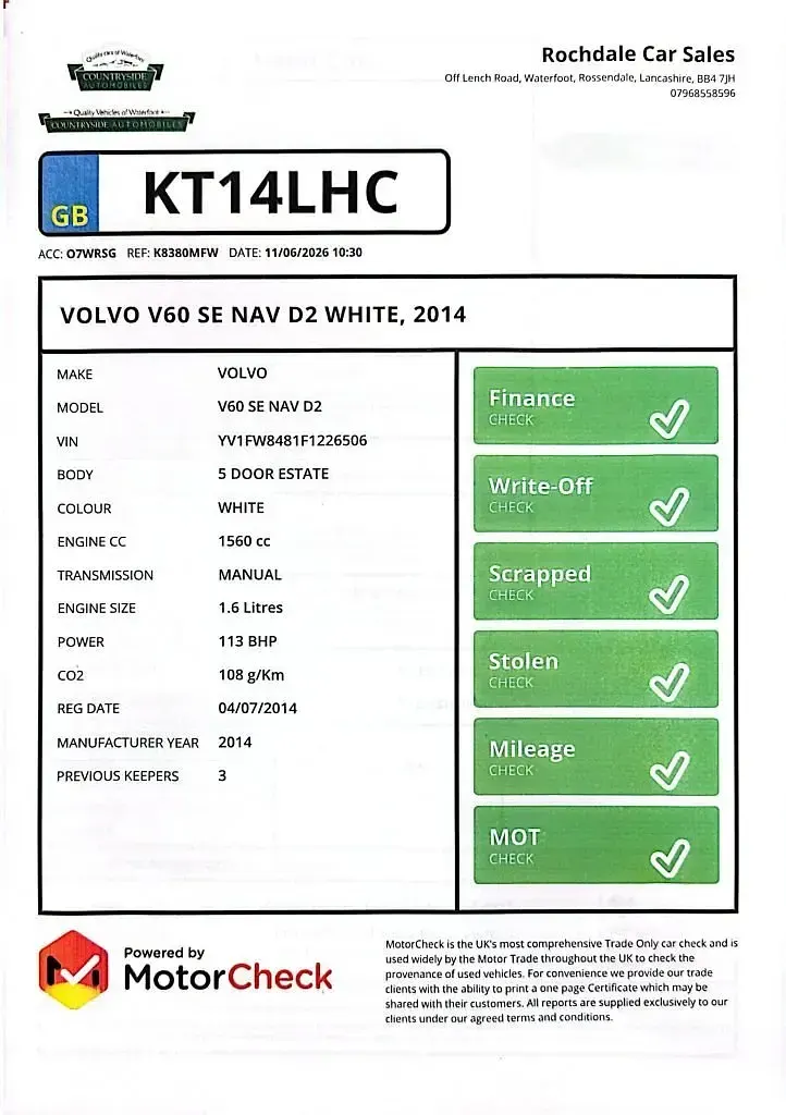 Used Volvo V60 SE 115 HP (84 kW) 2014 White Estate