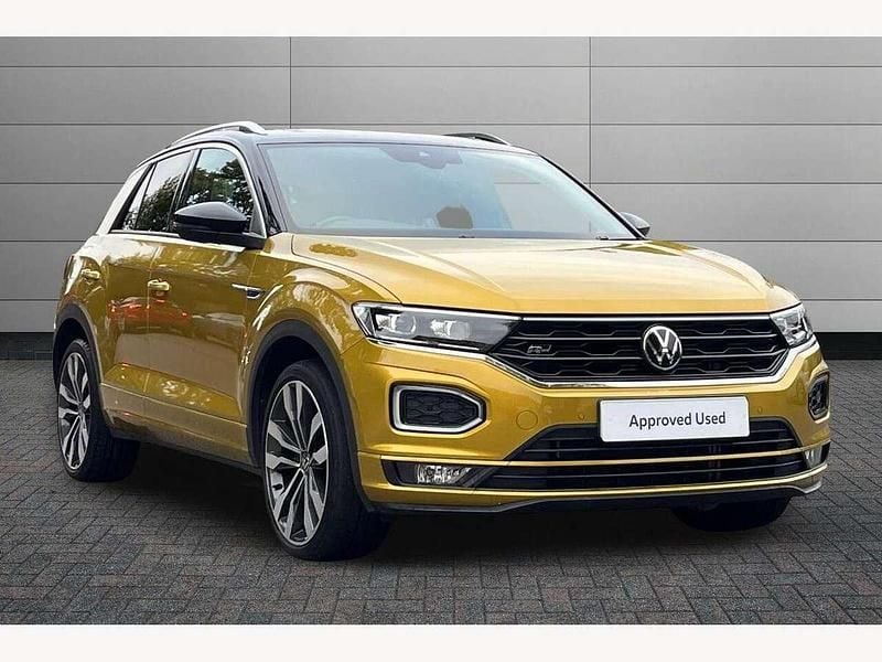 Turmeric yellow Used 2021 VW T-Roc R-line SUV | £22,395 (Fair price) - Image 1/4