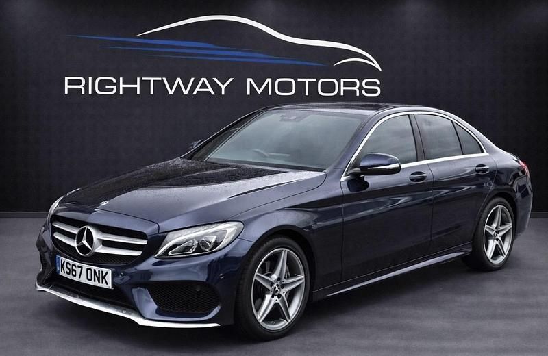 Used Mercedes C220 AMG line 170 HP (125 kW) 2017 Blue Sedan