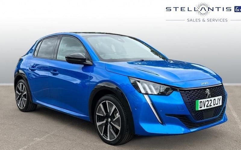 Blue Used 2022 Peugeot e-208 Premium Hatchback | £13,970 (Fair price) - Image 1/4