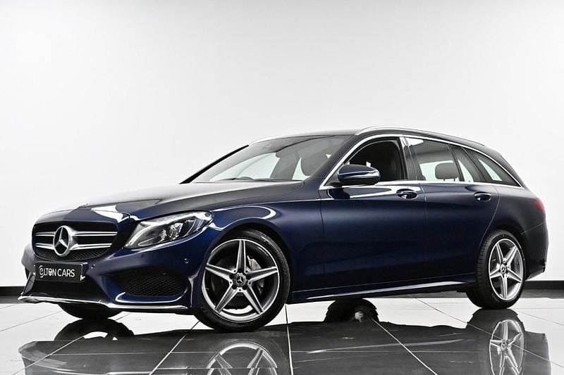 Begagnad Mercedes C220 AMG line 2018 Blå Kombi