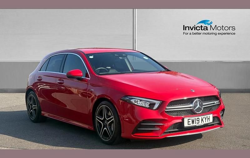 Used Mercedes A35 AMG Premium 306 HP (225 kW) 2019 Jupiter red gloss Hatchback
