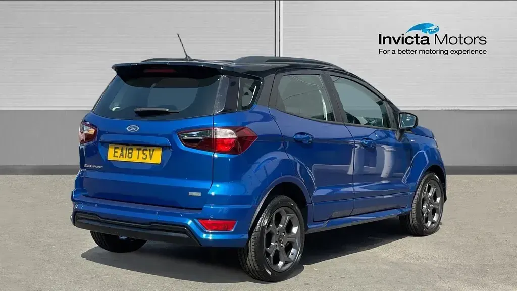 Used Ford Ecosport ST-Line 125 HP (91 kW) 2018 Lightning blue metallic/black roof SUV