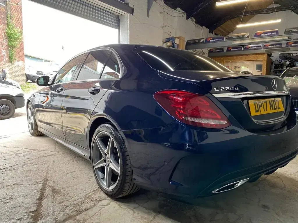 Used Mercedes C220 AMG line 170 HP (125 kW) 2017 Blue Sedan