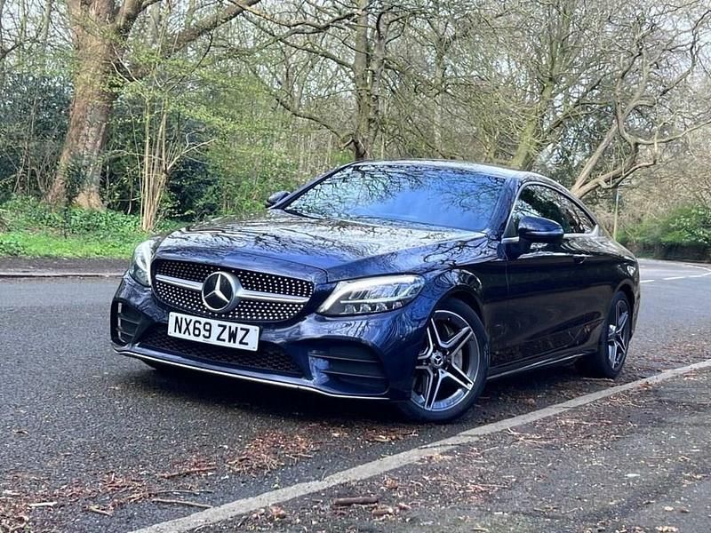 Used Mercedes C300 AMG line 245 HP (180 kW) 2019 Blue Coupe