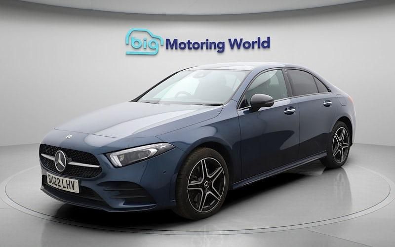 Used Mercedes A250 AMG line 259 HP (190 kW) 2022 Blue Sedan