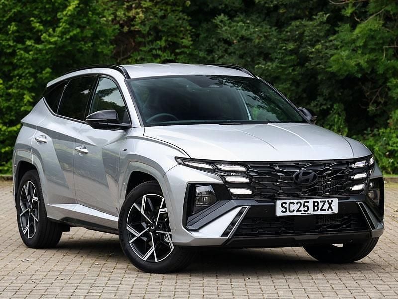 Metallic shimmering silver New 2025 Hyundai Tucson N Line SUV | £29,498 (Super price) - Image 1/4
