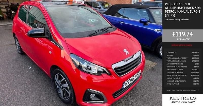 Used Peugeot 108 Allure 72 HP (52 kW) 2018 Red Hatchback