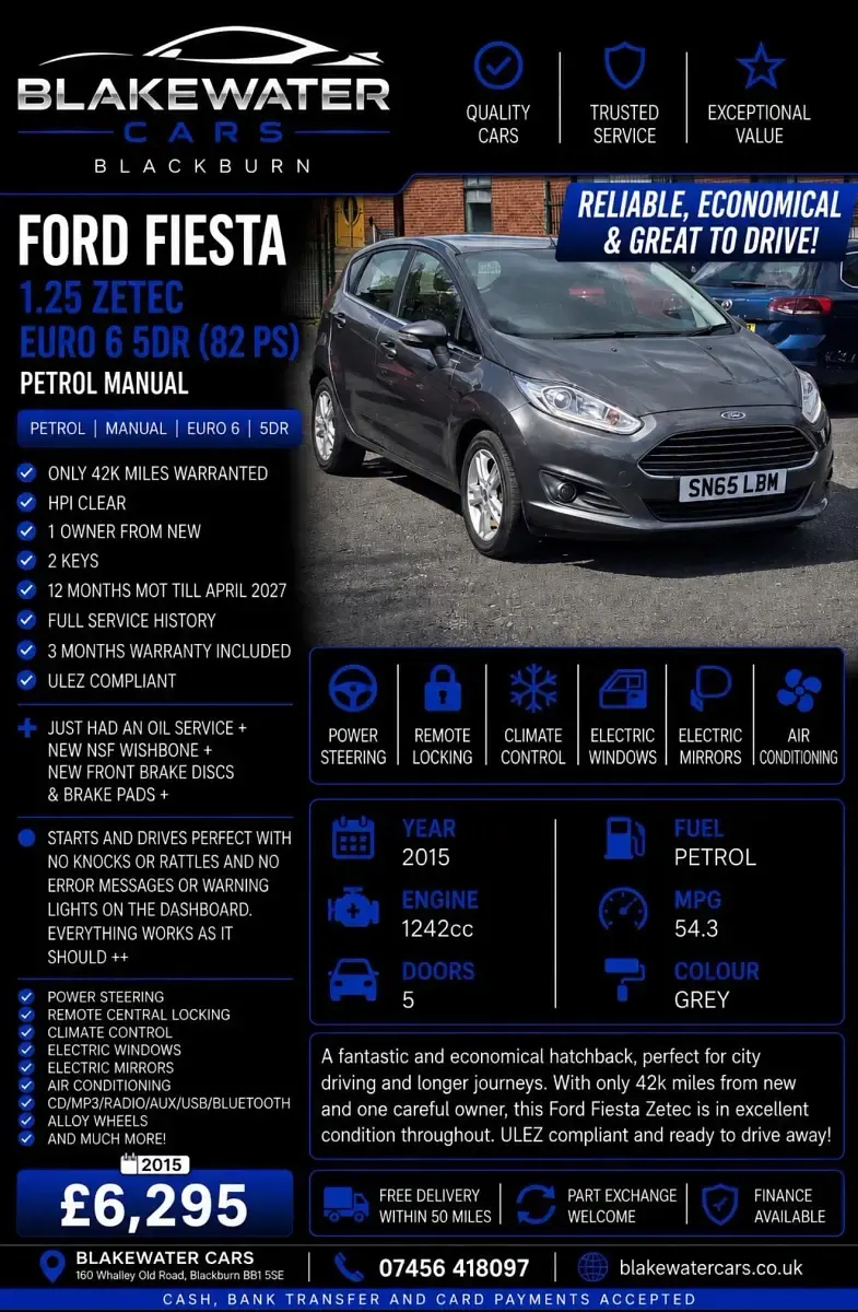 Used Ford Fiesta Zetec 82 HP (60 kW) 2015 Grey Hatchback