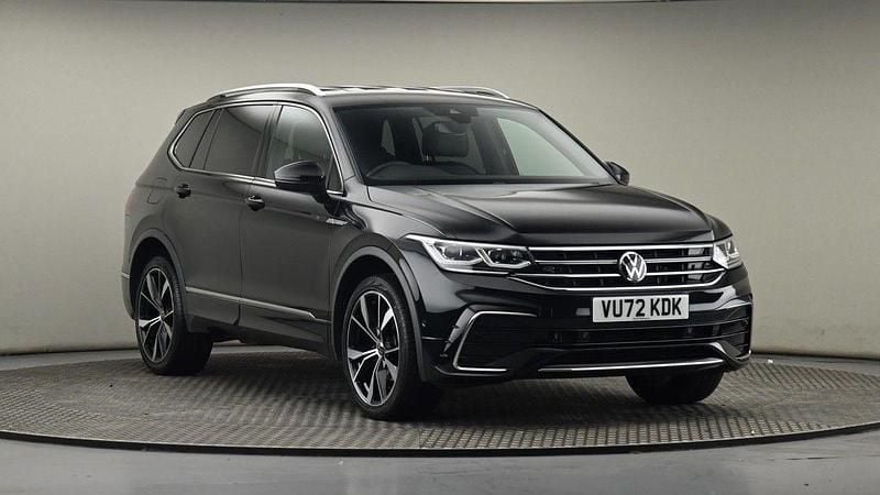 Deep black pearlescent Used 2022 VW Tiguan Allspace R-line SUV | £28,900 (Expensive) - Image 1/4