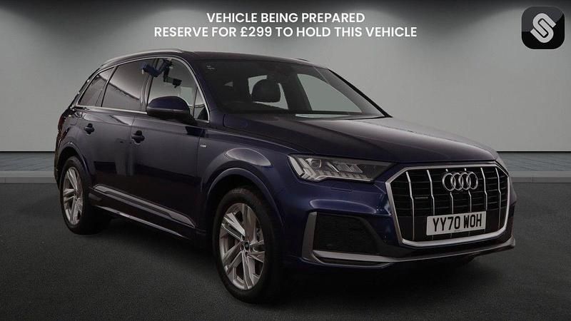 Navarra blue metallic/navarra blue metallic Used 2021 Audi Q7 S-Line SUV | £34,100 (Good price) - Image 1/4