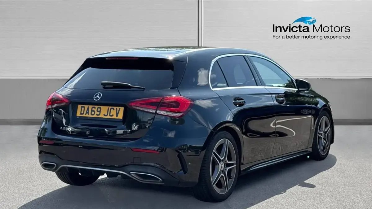 Used Mercedes A200 AMG line 163 HP (119 kW) 2019 Cosmos black metallic Hatchback