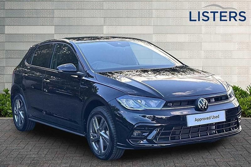 Deep black pearl effect Used 2024 VW Polo R-line Hatchback | £21,891 (Fair price) - Image 1/4