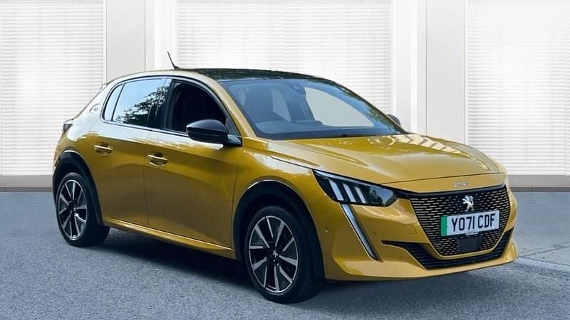 Yellow Used 2021 Peugeot e-208 Premium Hatchback | £12,290 (Fair price) - Image 1/4
