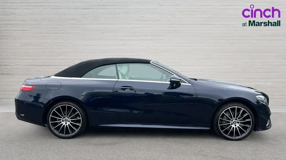 Used Mercedes E220 AMG line 194 HP (142 kW) 2019 Blue Cabriolet