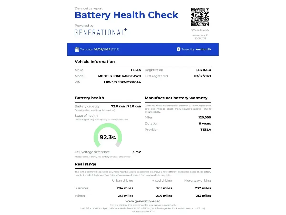 Usado Tesla Model 3 Long Range AWD 254 kW (346 HP) 2021 Branco Sedan