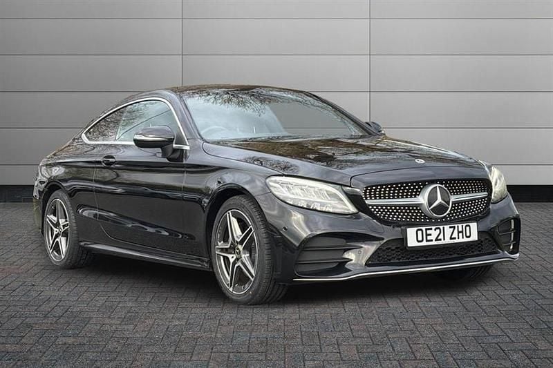 Obsidian black Used 2021 Mercedes C200 AMG line Coupe | £21,295 (A bit pricey) - Image 1/4