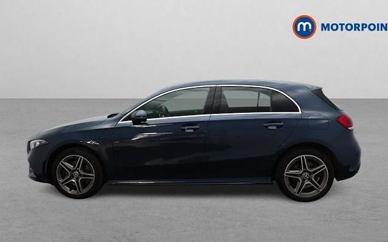 Used Mercedes A250 AMG line 218 HP (160 kW) 2021 Blue Hatchback