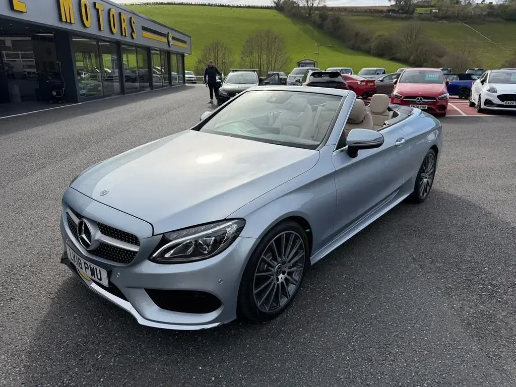 Used Mercedes C300 AMG line 245 HP (180 kW) 2018 Silver Cabriolet