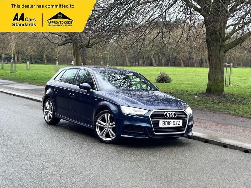 Blue Used 2018 Audi A3 Sportback S-Line Hatchback | £12,295 (Good price) - Image 1/4