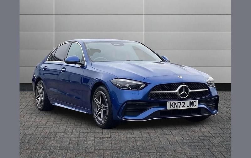 Used Mercedes C300e AMG line 313 HP (230 kW) 2022 Blue Sedan