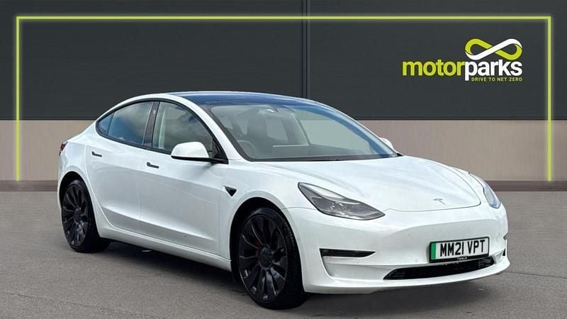 Pearl white multicoat Used 2021 Tesla Model 3 Performance Sedan | £19,500 (Fair price) - Image 1/4