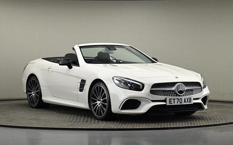 Manufaktur diamond white bright metallic finish Used 2020 Mercedes SL400 Premium Cabriolet | £45,400 - Image 1/4