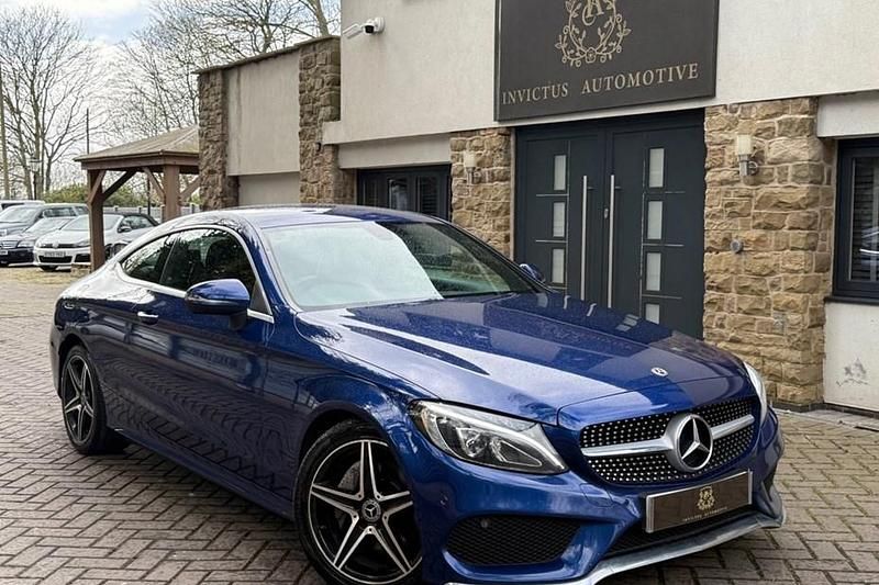 Used Mercedes C220 AMG line 170 HP (125 kW) 2018 Blue Coupe