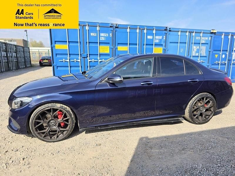 Used Mercedes C220 AMG line 170 HP (125 kW) 2018 Blue Sedan