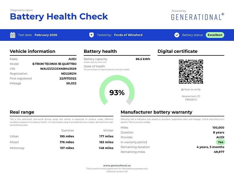 Used Audi e-tron Advanced 300 kW (408 HP) 2022 Grey SUV