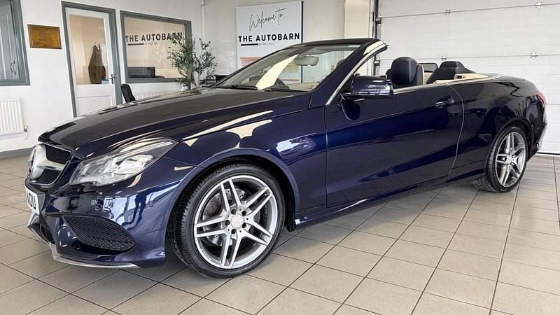 Used Mercedes E220 AMG line 175 HP (128 kW) 2014 Blue Cabriolet