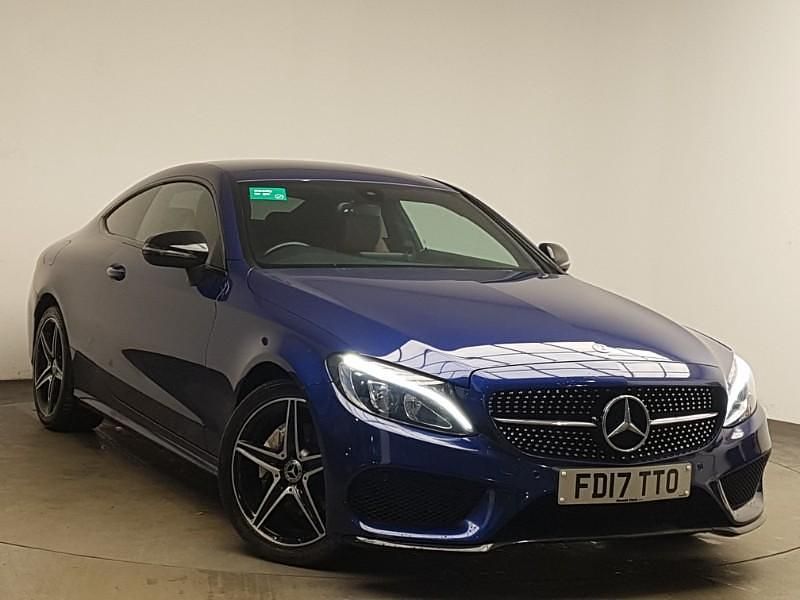 Used Mercedes C220 AMG line 170 HP (125 kW) 2017 Blue Coupe