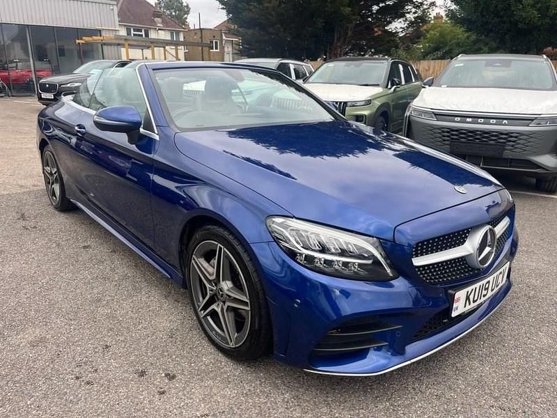 Used Mercedes C220 AMG line 194 HP (142 kW) 2019 Blue Cabriolet