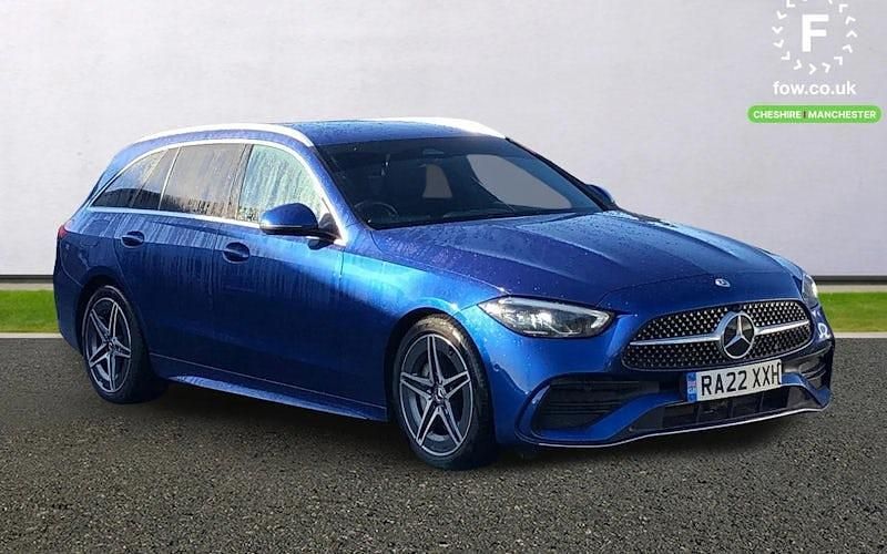 Used Mercedes C300 AMG line 258 HP (189 kW) 2022 Blue Estate