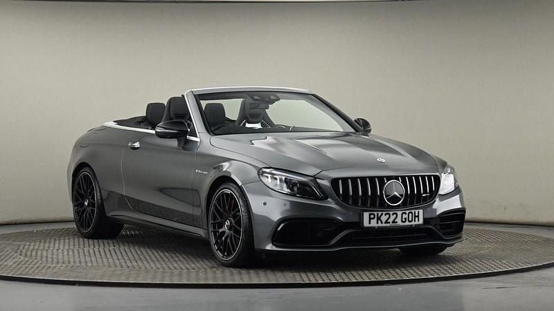 Selenite gray metallic finish Used 2022 Mercedes C63 AMG Premium Plus Cabriolet | £53,650 (Expensive) - Image 1/4