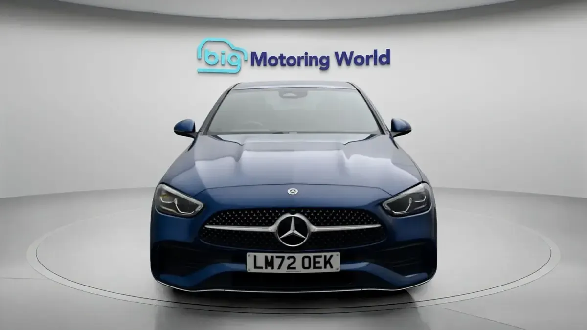 Used Mercedes C300e AMG line 313 HP (230 kW) 2022 Blue Sedan