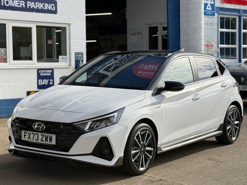 Atlas white with black roof Used 2023 Hyundai i20 N Line Hatchback | £16,995 (Fair price) - Image 1/4