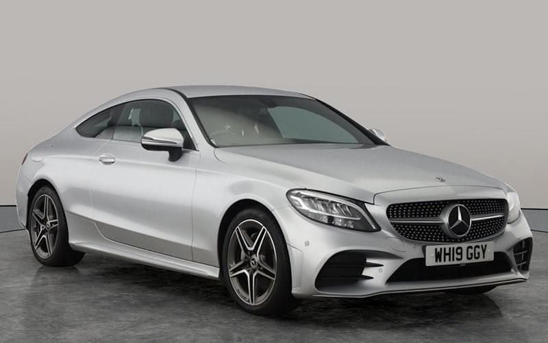 Used Mercedes C200 AMG line 198 HP (145 kW) 2019 Silver Coupe